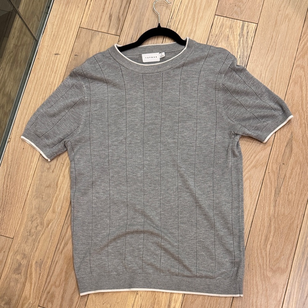 Topman Gray Knit Short Sleeve Shirt